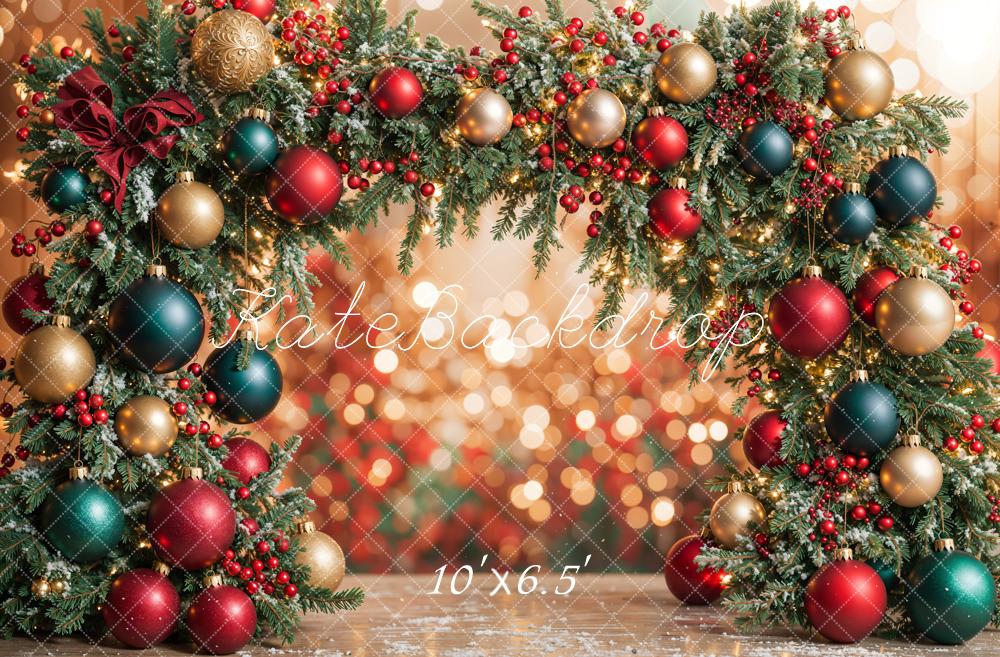 Kate Colorful Christmas Ornament Arch Bokeh Backdrop Designed by Emetselch - Image 6