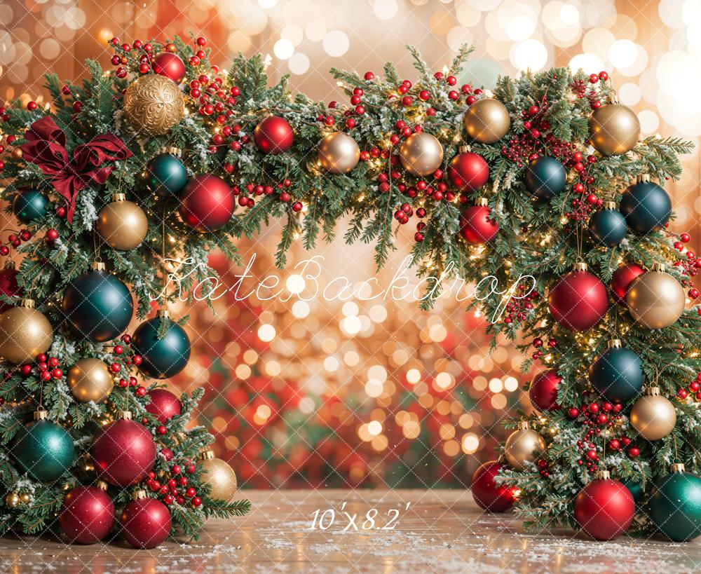 Kate Colorful Christmas Ornament Arch Bokeh Backdrop Designed by Emetselch - Image 7