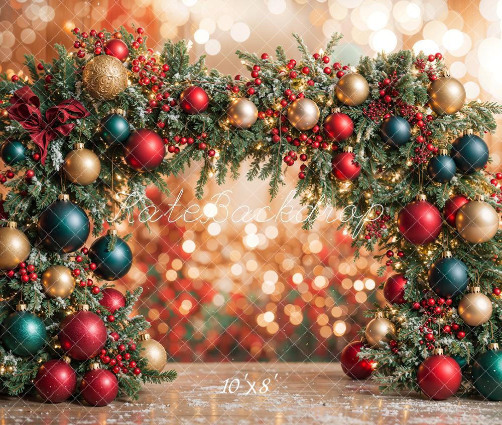 Kate Colorful Christmas Ornament Arch Bokeh Backdrop Designed by Emetselch - Image 8