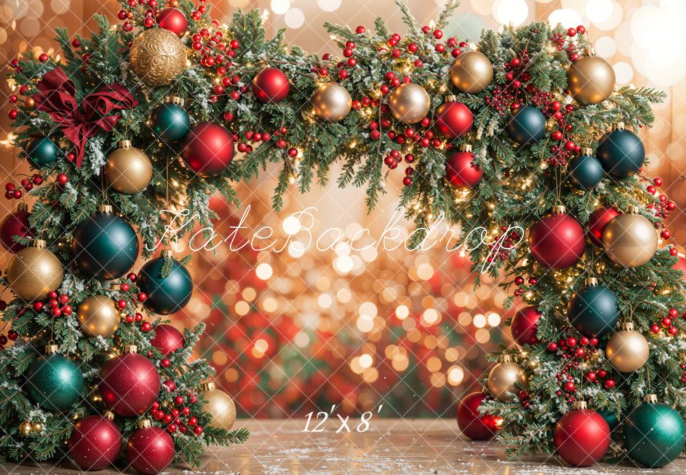 Kate Colorful Christmas Ornament Arch Bokeh Backdrop Designed by Emetselch - Image 9