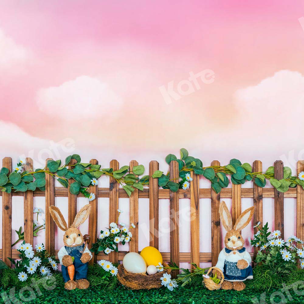 Kate Colorful Easter Bunny Garden Backdrop Designed by Emetselch - Image 2