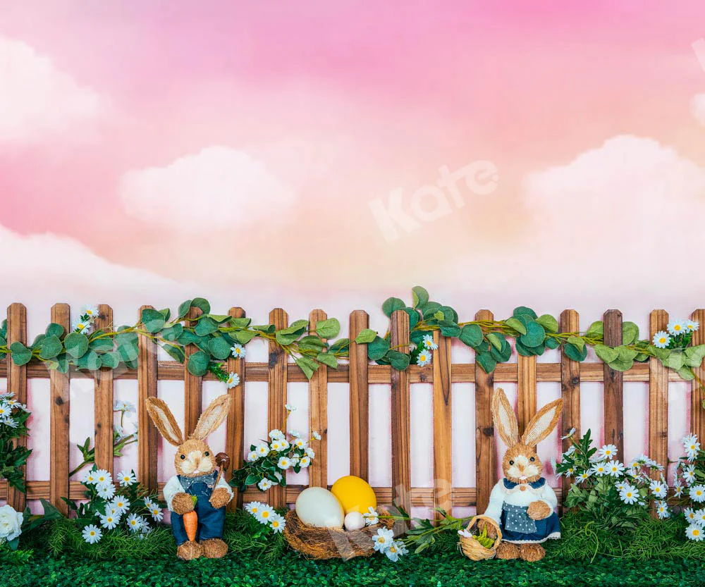 Kate Colorful Easter Bunny Garden Backdrop Designed by Emetselch - Image 3