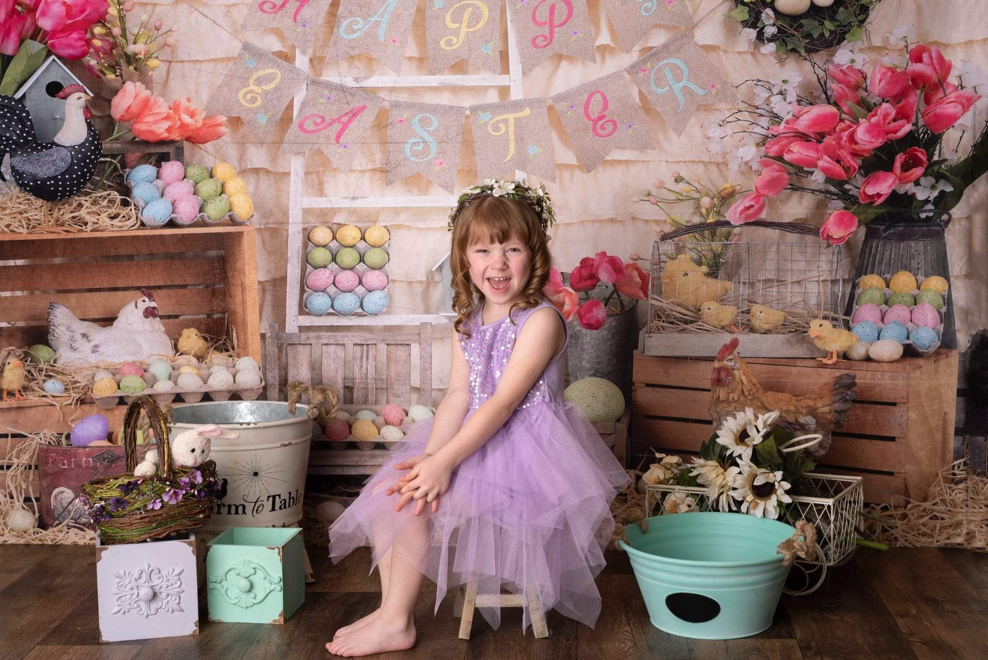 Kate Colorful Eggs Happy Easter Backdrop  Studios - Image 6
