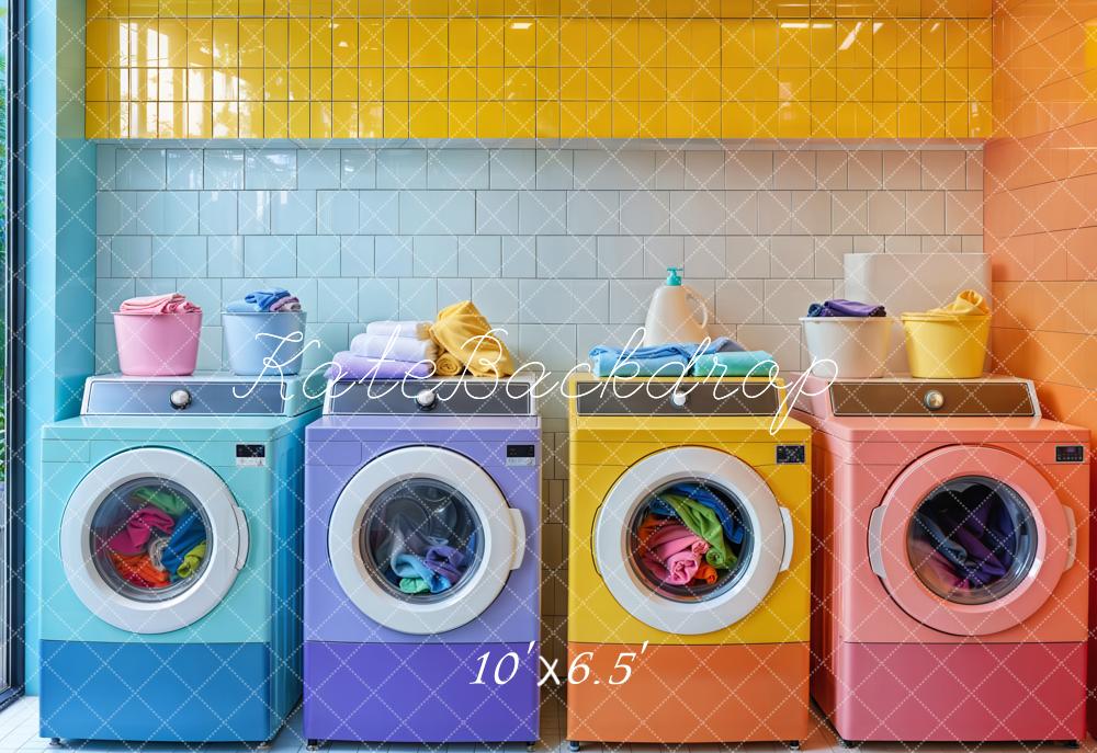 Kate Colorful Laundry Room Fleece Backdrop Designed by Emetselch - Image 2