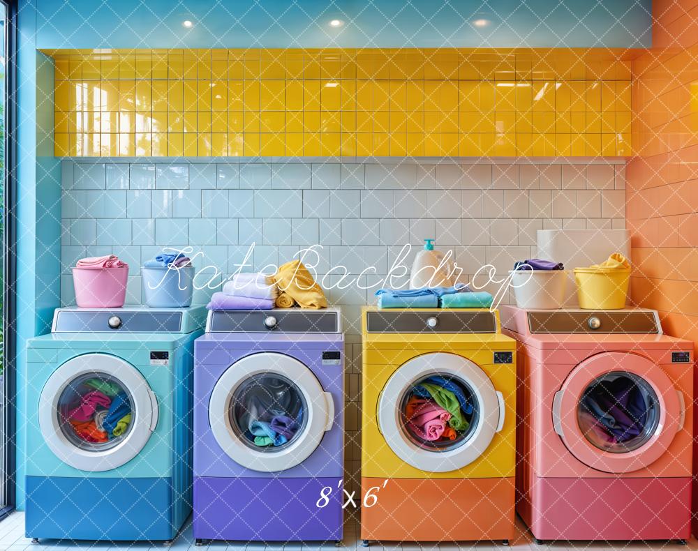 Kate Colorful Laundry Room Fleece Backdrop Designed by Emetselch - Image 3