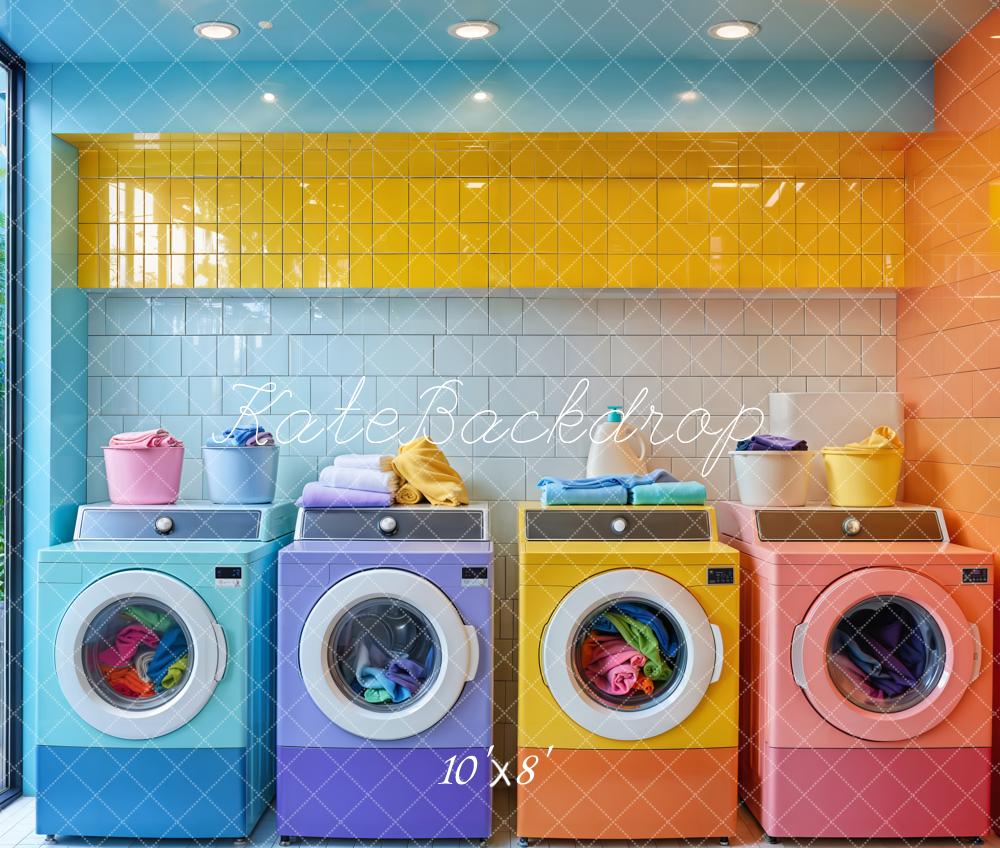 Kate Colorful Laundry Room Fleece Backdrop Designed by Emetselch - Image 4