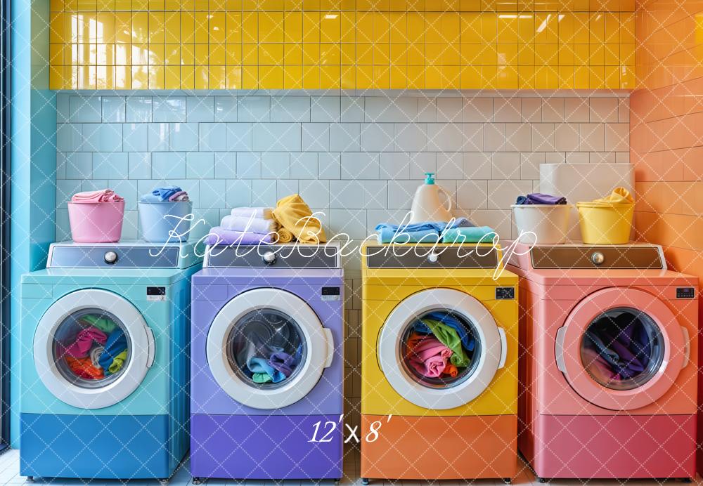 Kate Colorful Laundry Room Fleece Backdrop Designed by Emetselch - Image 5