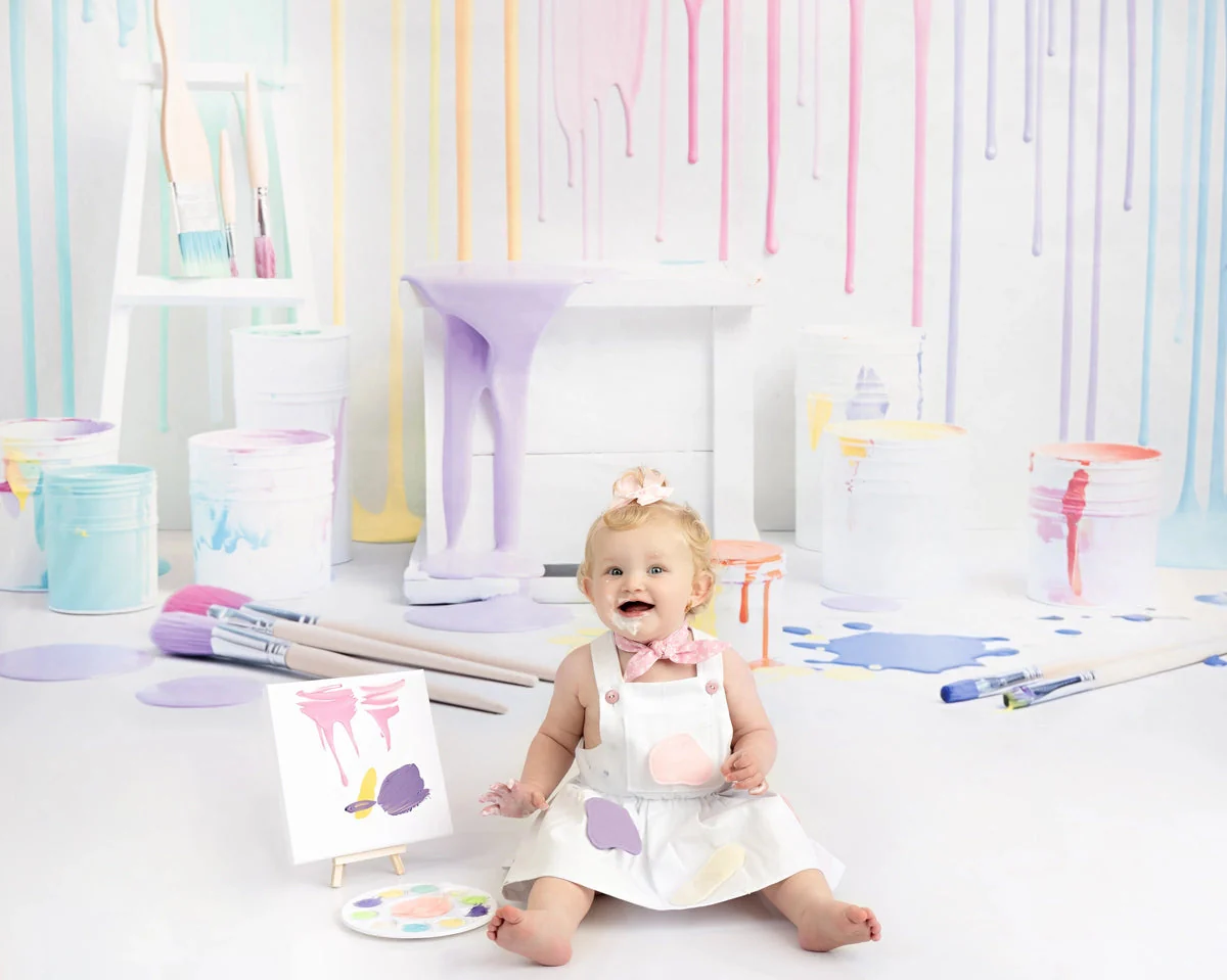 Kate Colorful Light Watercolor Painting Wall Backdrop Designed by Kerry Anderson