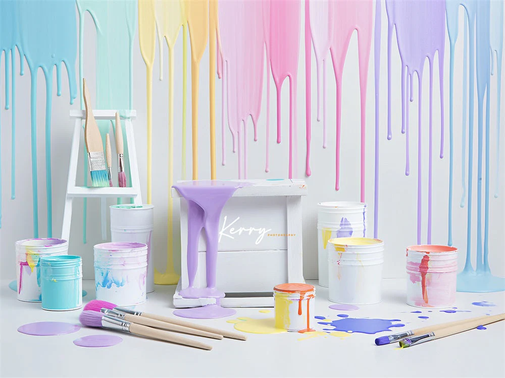 Kate Colorful Light Watercolor Painting Wall Backdrop Designed by Kerry Anderson - Image 5