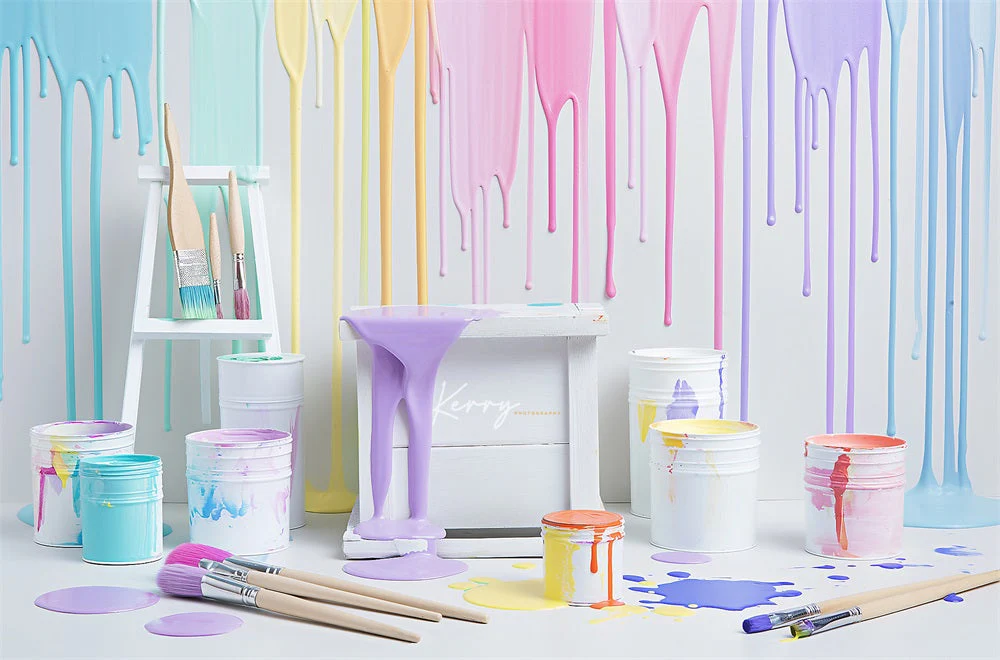 Kate Colorful Light Watercolor Painting Wall Backdrop Designed by Kerry Anderson - Image 6