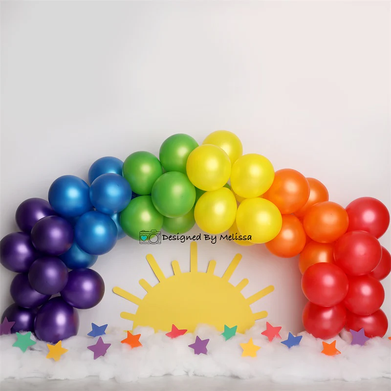 Kate Colorful Rainbow Balloons and Sun Backdrop Designed by Melissa King - Image 2