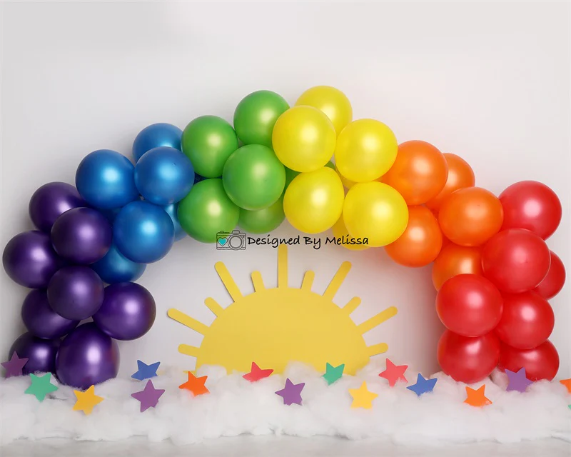 Kate Colorful Rainbow Balloons and Sun Backdrop Designed by Melissa King - Image 3