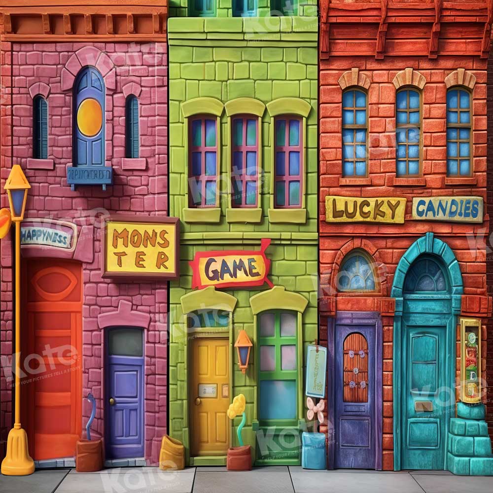 Kate Colorful Red Green Game House Backdrop Designed by Chain Photography - Image 2