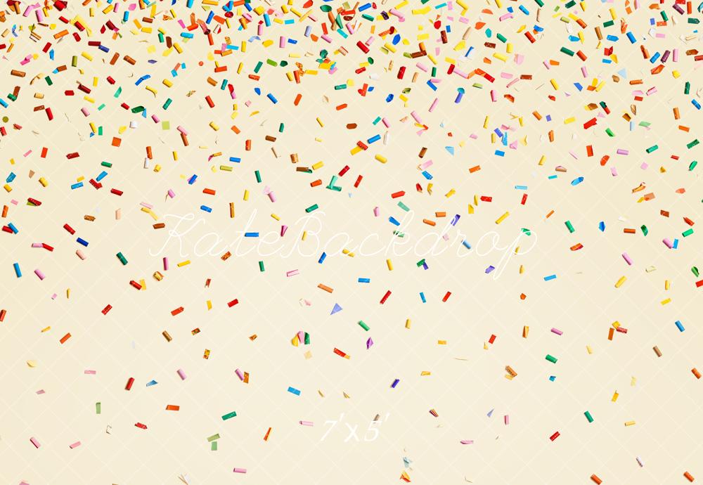 Kate Colourful Confetti Pattern Cream Backdrop Designed by Chain Photography