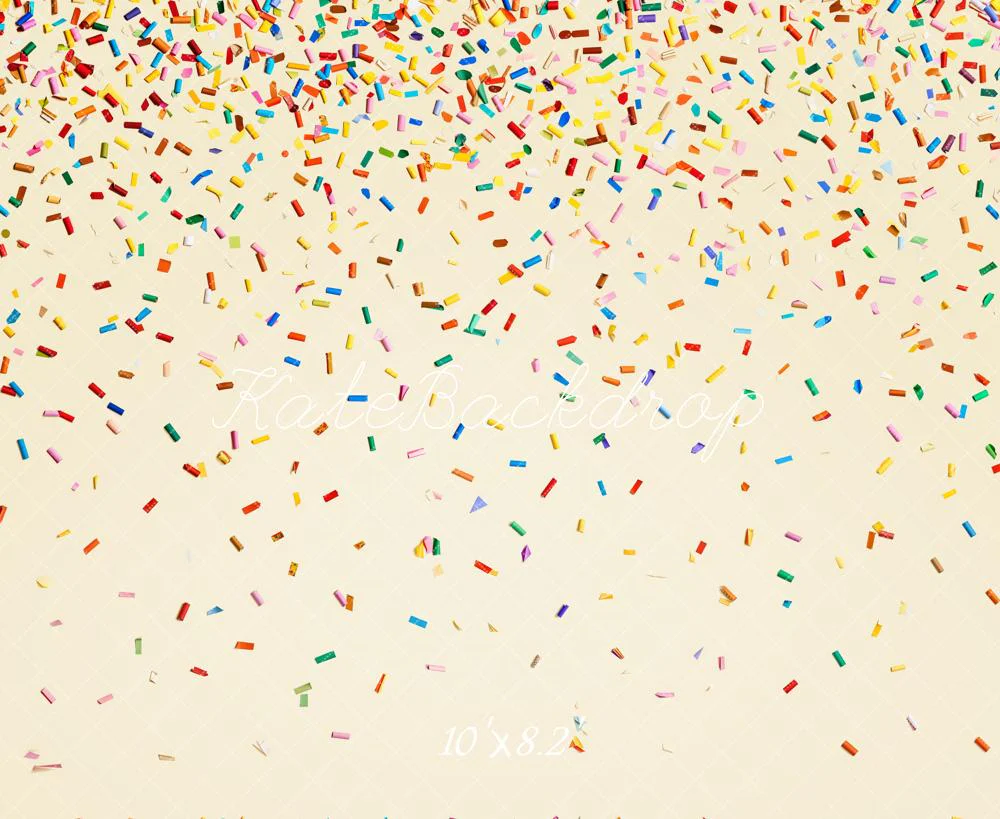 Kate Colourful Confetti Scatter Cream Fleece Backdrop Designed by Chain Photography - Image 3