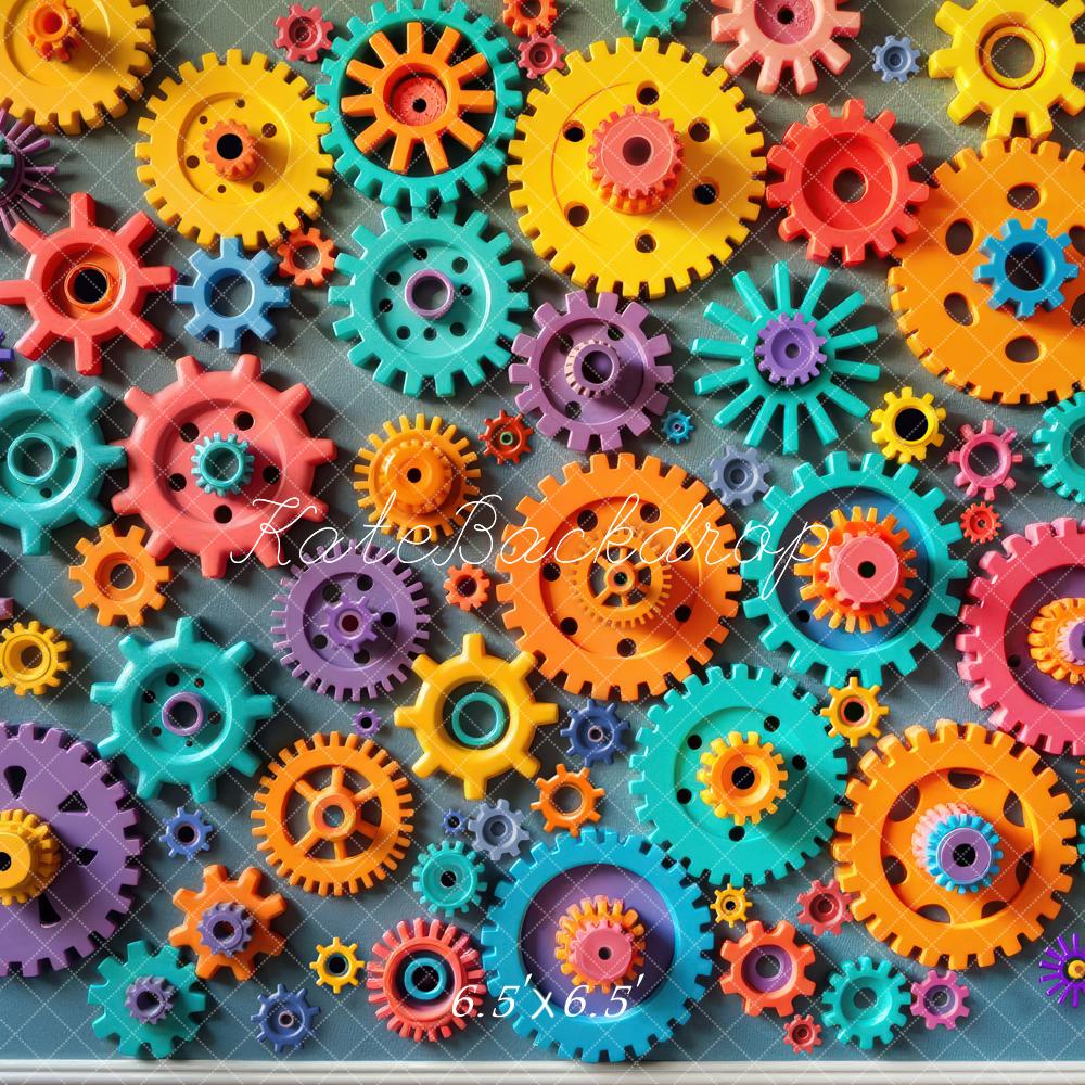 Kate Colourful Gears Pattern Backdrop Designed by Laura Bybee - Image 2