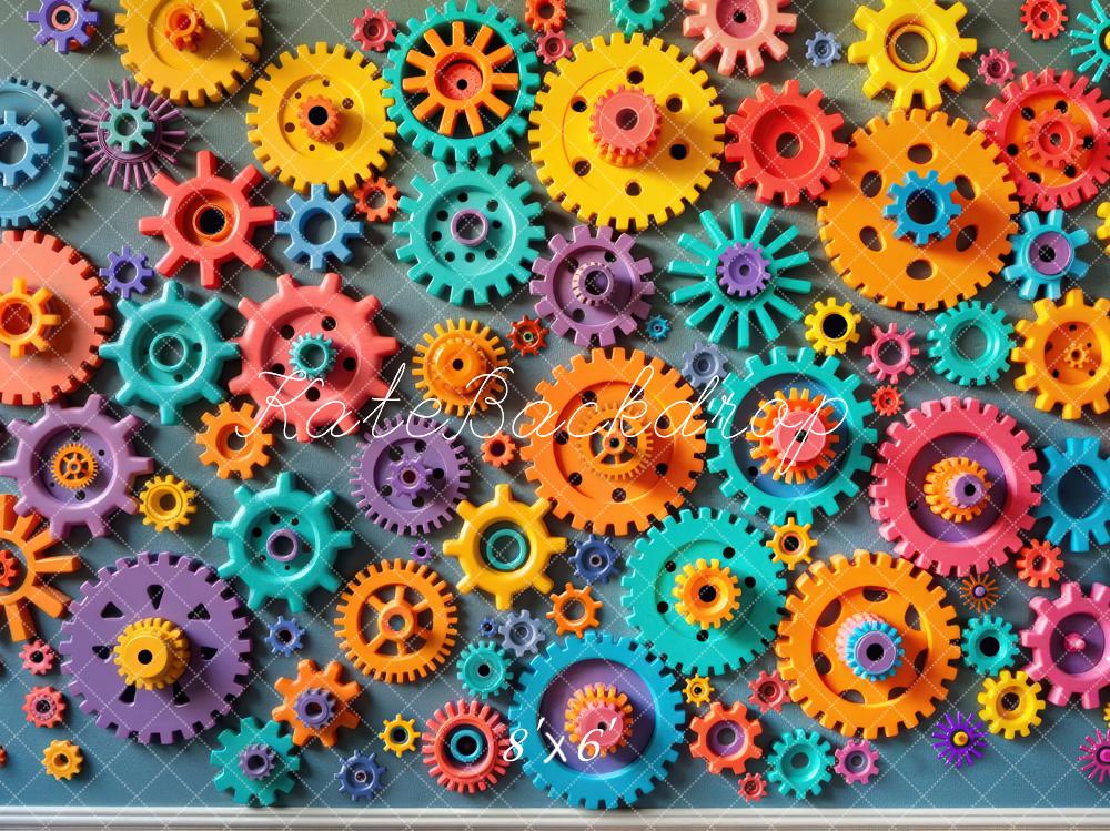 Kate Colourful Gears Pattern Backdrop Designed by Laura Bybee - Image 3
