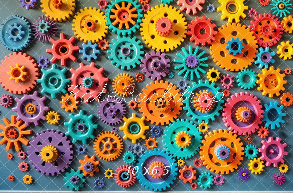 Kate Colourful Gears Pattern Backdrop Designed by Laura Bybee - Image 4