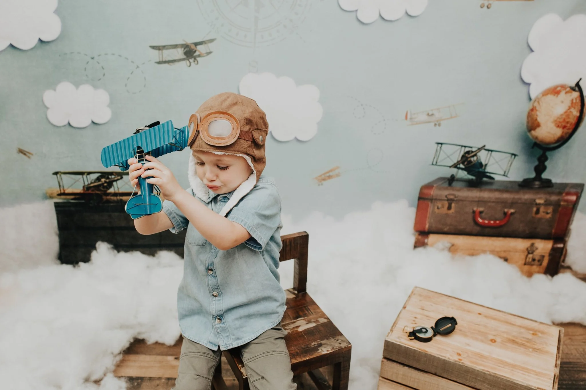 Kate Come Fly with Me Cloud Back to School Children Backdrop for Photography Designed by Erin Larkins - Image 4