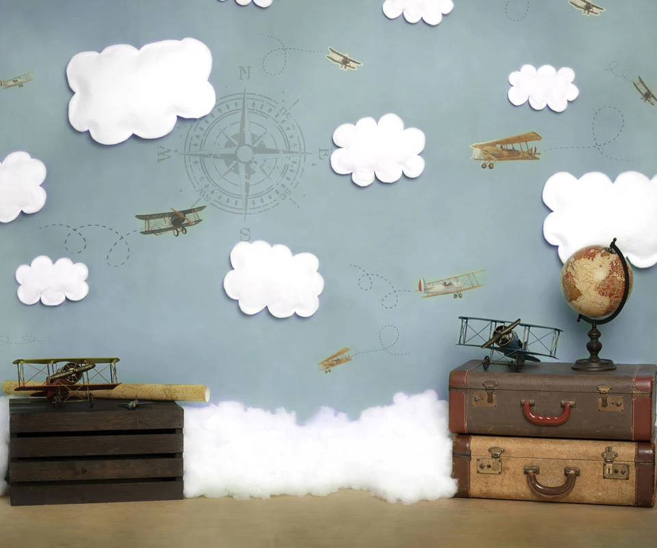 Kate Come Fly with Me Cloud Back to School Children Backdrop for Photography Designed by Erin Larkins - Image 6