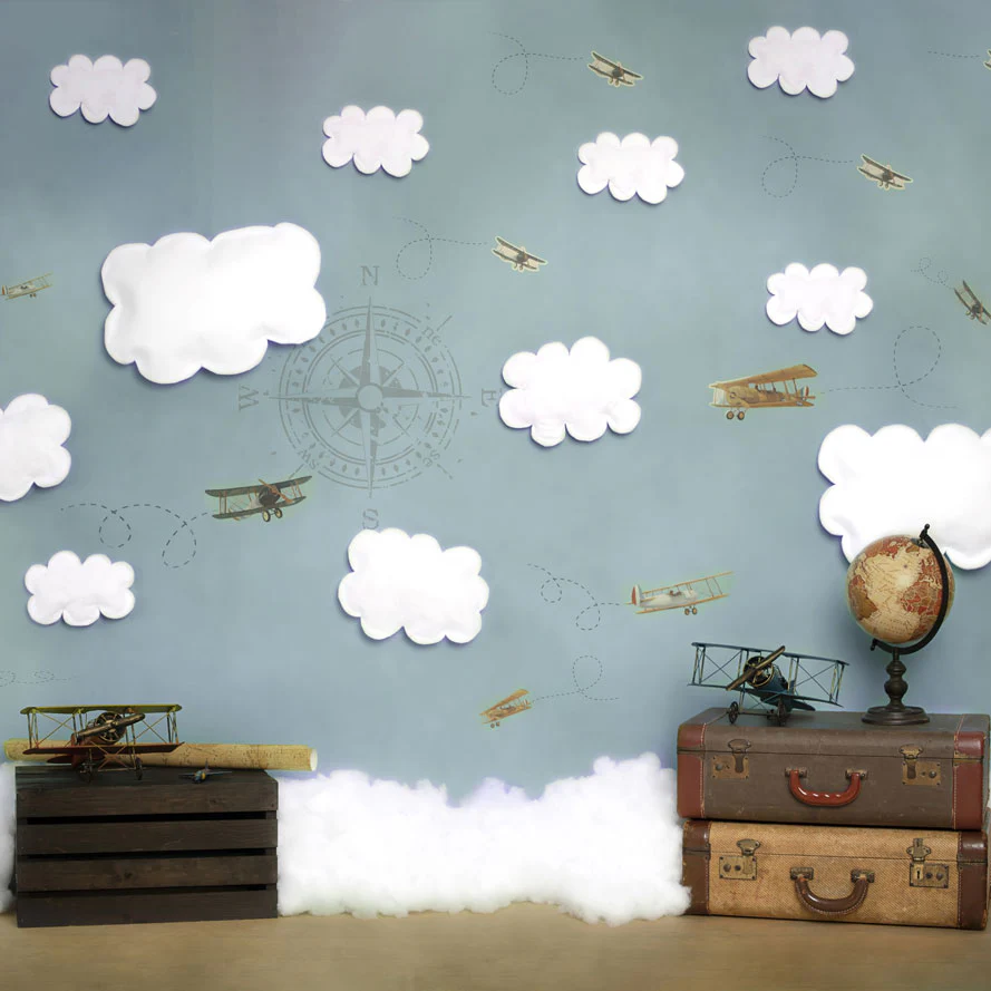 Kate Come Fly with Me Cloud Back to School Children Backdrop for Photography Designed by Erin Larkins - Image 7