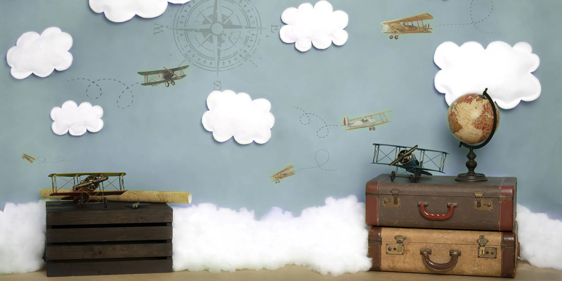 Kate Come Fly with Me Cloud Back to School Children Backdrop for Photography Designed by Erin Larkins - Image 8