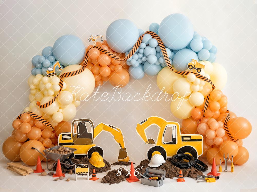 Kate Construction Diggers Balloons Tools Backdrop Designed by Emetselch - Image 3