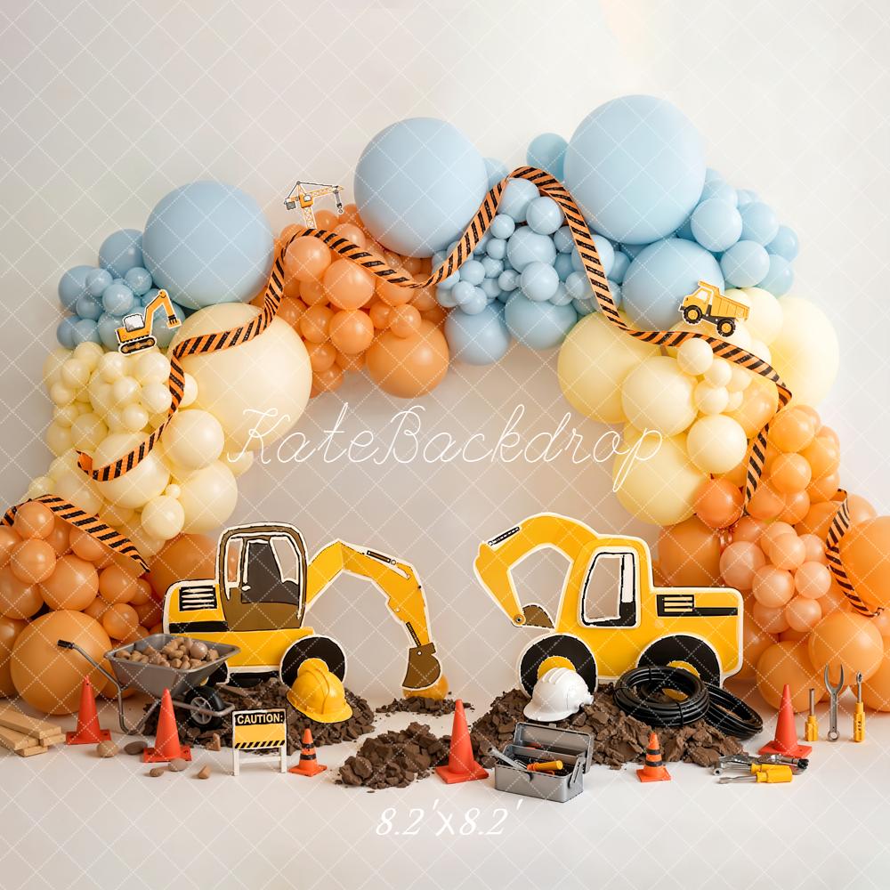 Kate Construction Diggers Balloons Tools Backdrop Designed by Emetselch - Image 5