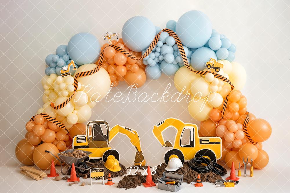 Kate Construction Diggers Balloons Tools Backdrop Designed by Emetselch - Image 8