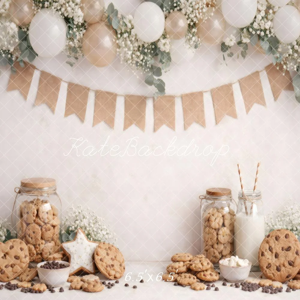 Kate Cookies Milk Balloons Bunting Floral Backdrop Designed by Vertigo Productions - Image 2