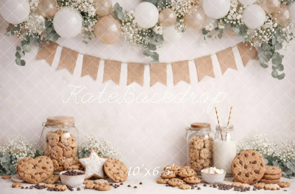 Kate Cookies Milk Balloons Bunting Floral Backdrop Designed by Vertigo Productions - Image 4