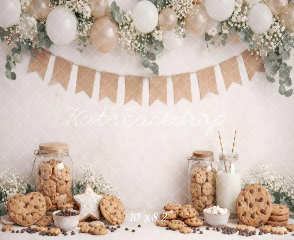 Kate Cookies Milk Balloons Bunting Floral Backdrop Designed by Vertigo Productions - Image 6