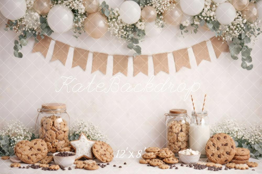 Kate Cookies Milk Balloons Bunting Floral Backdrop Designed by Vertigo Productions - Image 8