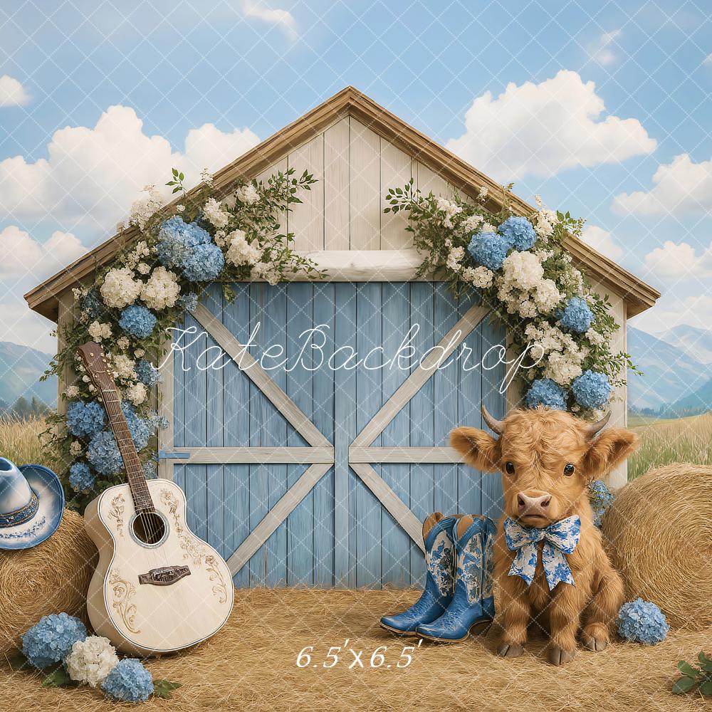 Kate Country Barn Floral Cow Backdrop Designed by Ashley Paul - Image 2