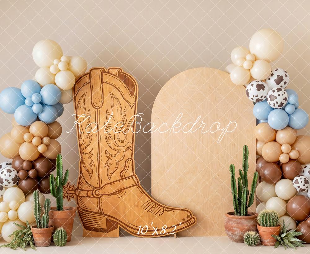 Kate Cowboy Boot Cactus Balloon Arch Fleece Backdrop Designed by Patty Robert - Image 3