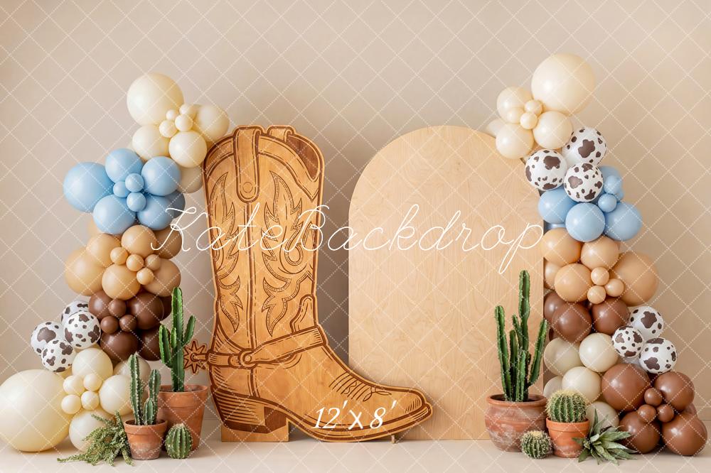 Kate Cowboy Boot Cactus Balloon Arch Fleece Backdrop Designed by Patty Robert - Image 4