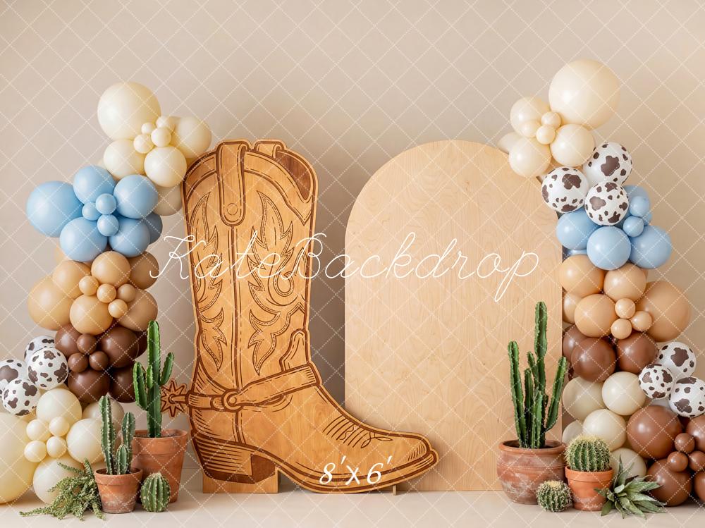 Kate Cowboy Boot Cactus Balloon Neutral Backdrop Designed by Patty Robert - Image 3