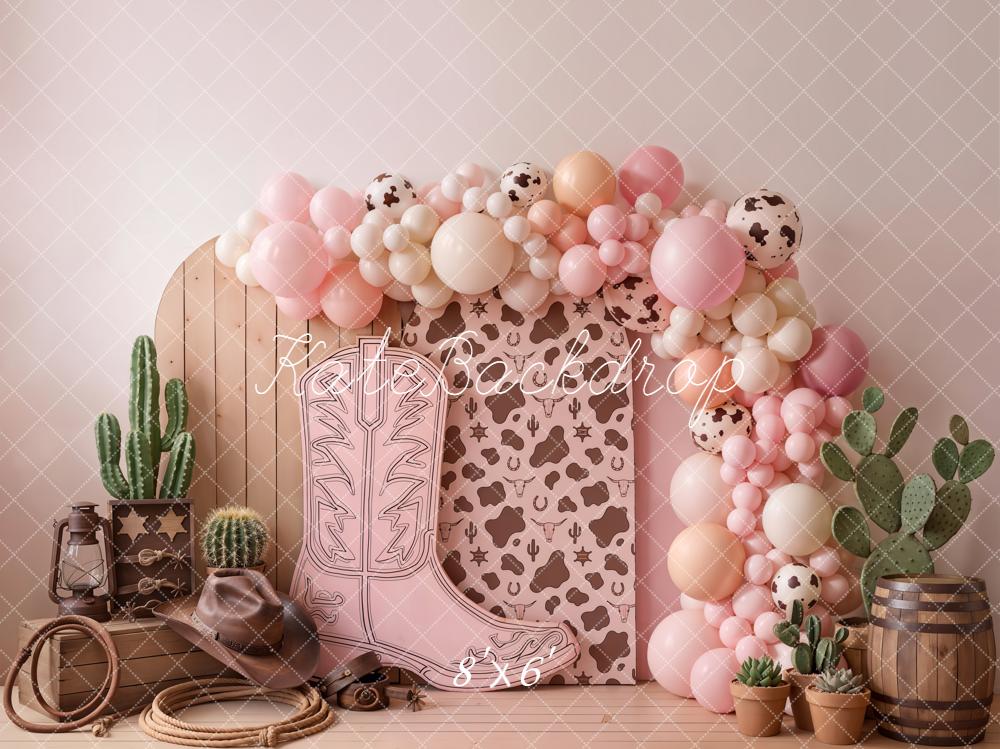 Kate Cowgirl Boot Cactus Cow Balloons Backdrop Designed by Chain Photography - Image 3