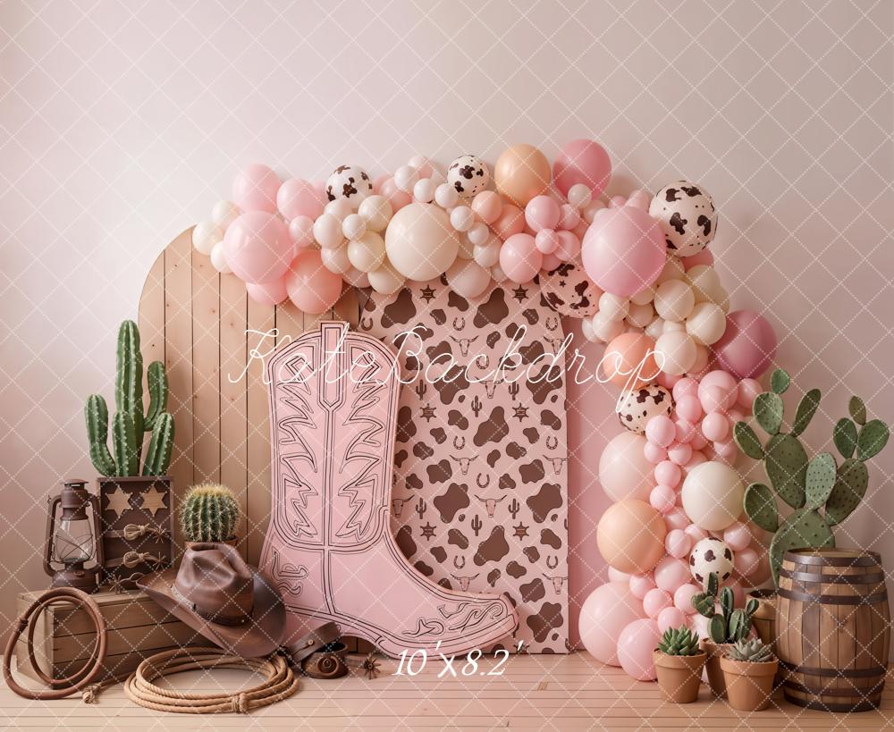 Kate Cowgirl Boot Cactus Cow Balloons Backdrop Designed by Chain Photography - Image 6
