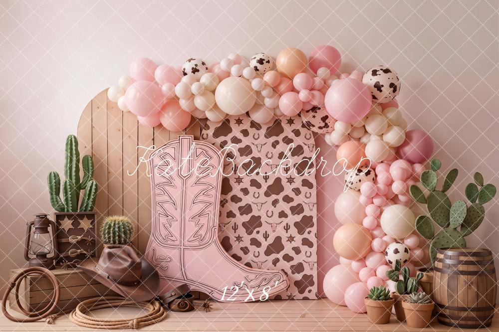 Kate Cowgirl Boot Cactus Cow Balloons Backdrop Designed by Chain Photography - Image 8