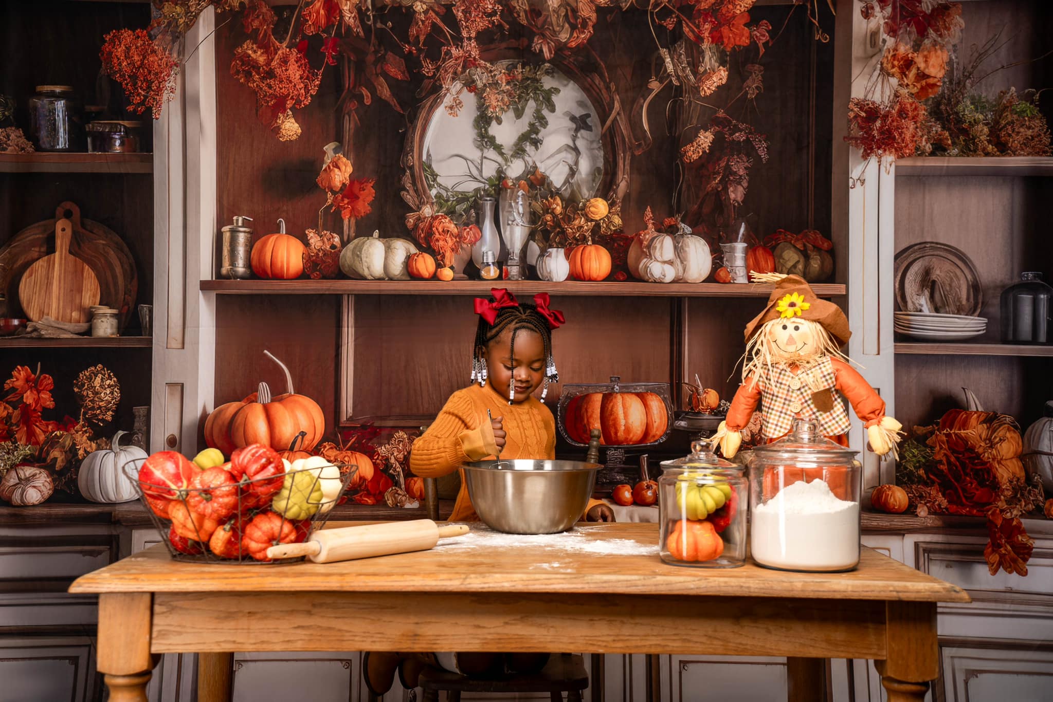 Kate Cozy Autumn Kitchen Hutch Backdrop Designed by Mandy Ringe Photography - Image 3