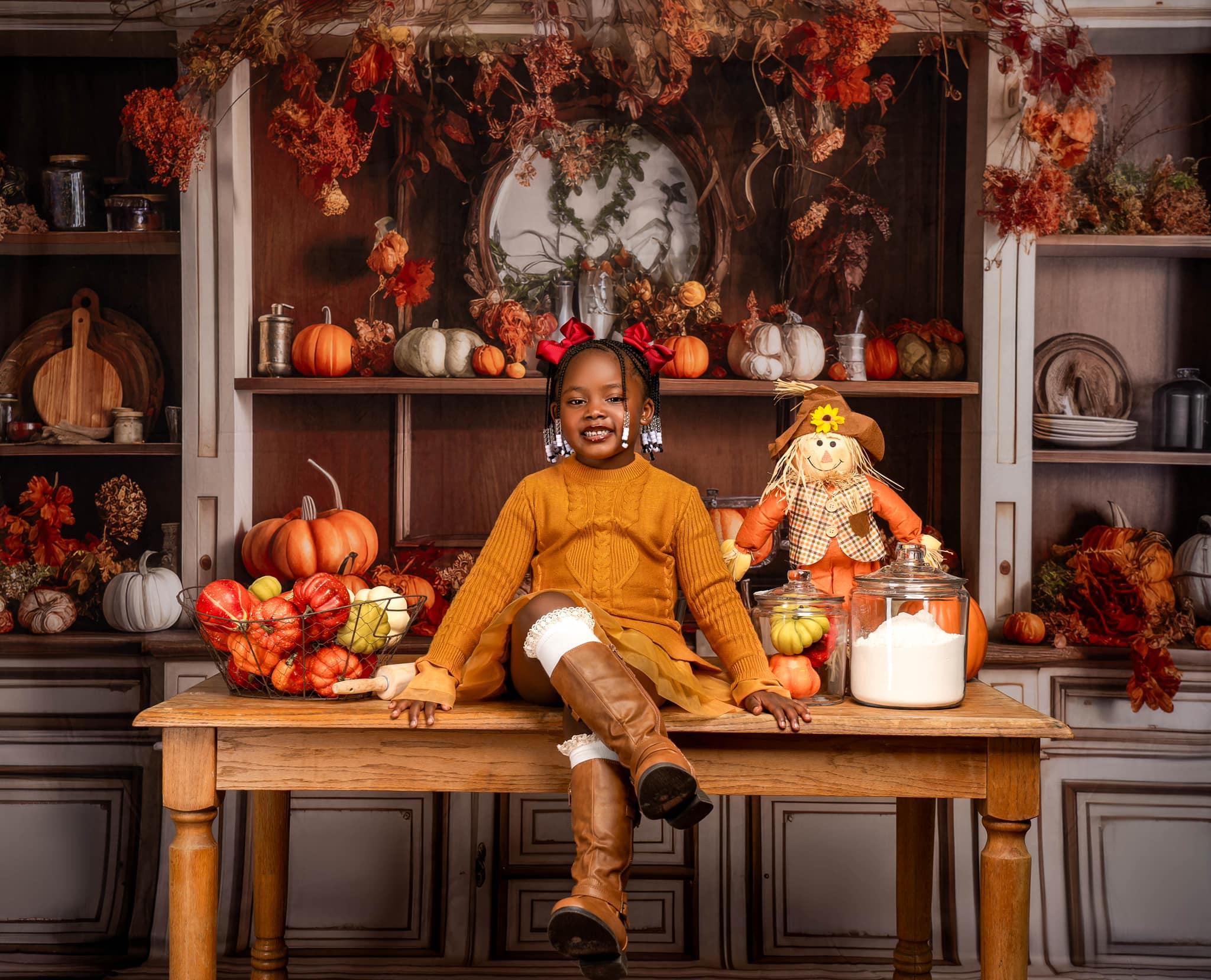 Kate Cozy Autumn Kitchen Hutch Backdrop Designed by Mandy Ringe Photography - Image 5