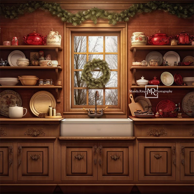Kate Cozy Christmas Kitchen Backdrop Designed by Mandy Ringe Photography - Image 8