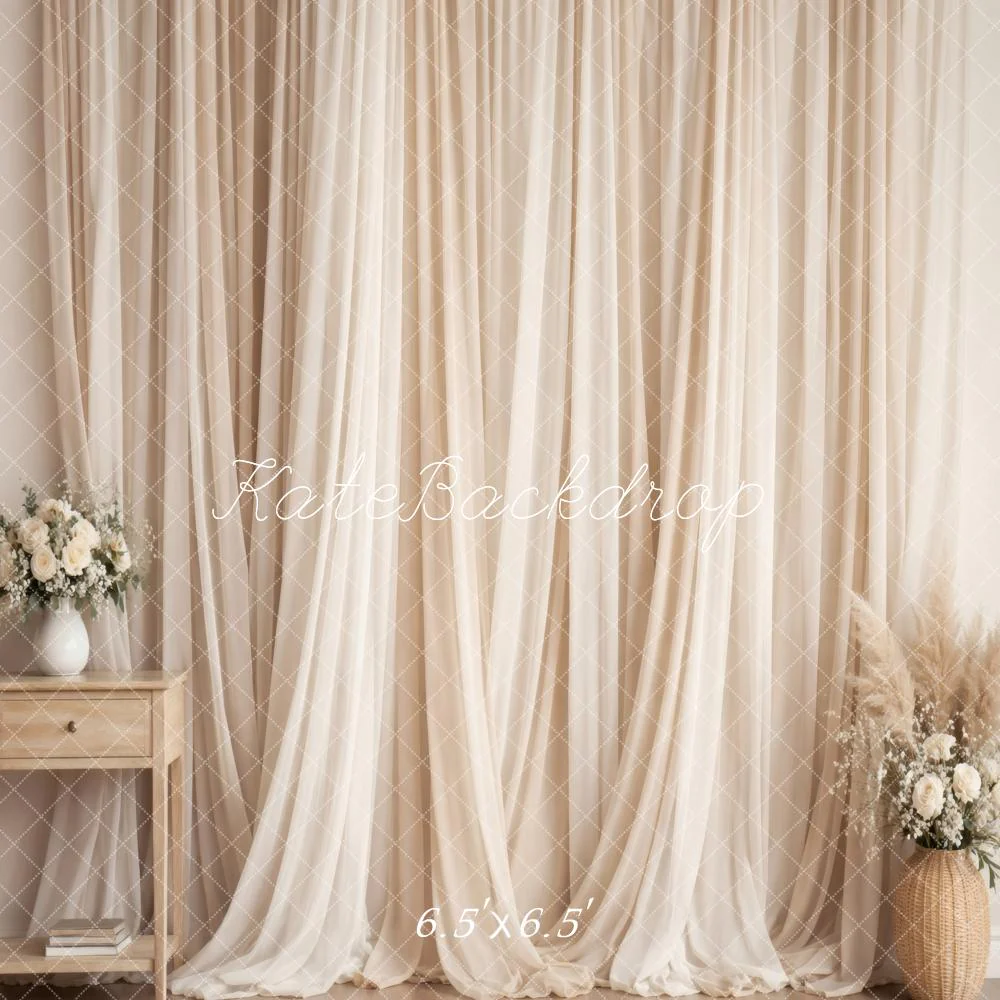 Kate Cream Sheer Curtains Vase Backdrop Designed by Vertigo Productions - Image 2