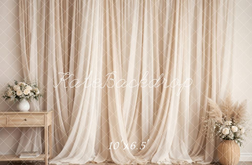 Kate Cream Sheer Curtains Vase Backdrop Designed by Vertigo Productions - Image 4
