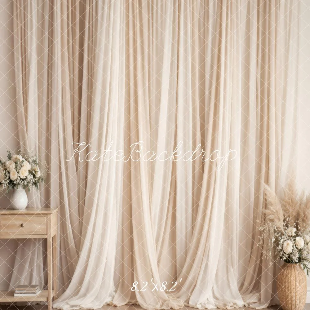 Kate Cream Sheer Curtains Vase Backdrop Designed by Vertigo Productions - Image 5