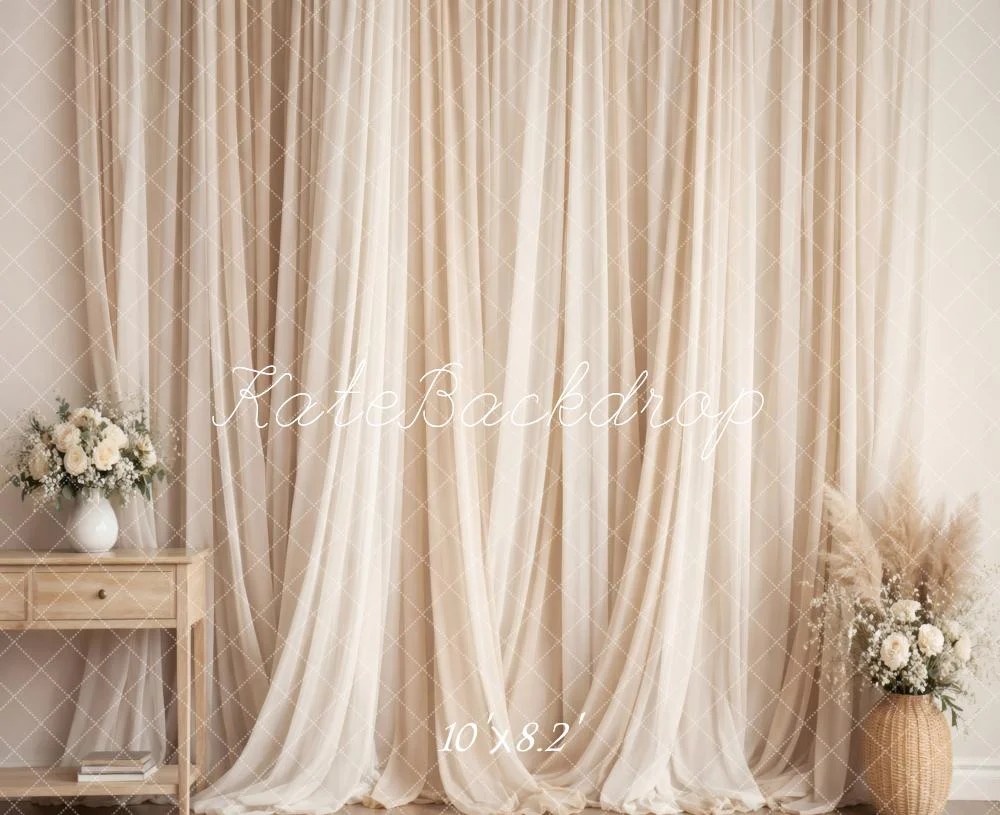 Kate Cream Sheer Curtains Vase Backdrop Designed by Vertigo Productions - Image 6