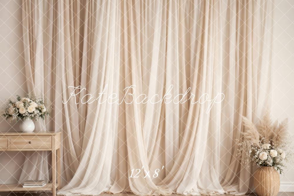 Kate Cream Sheer Curtains Vase Backdrop Designed by Vertigo Productions - Image 8