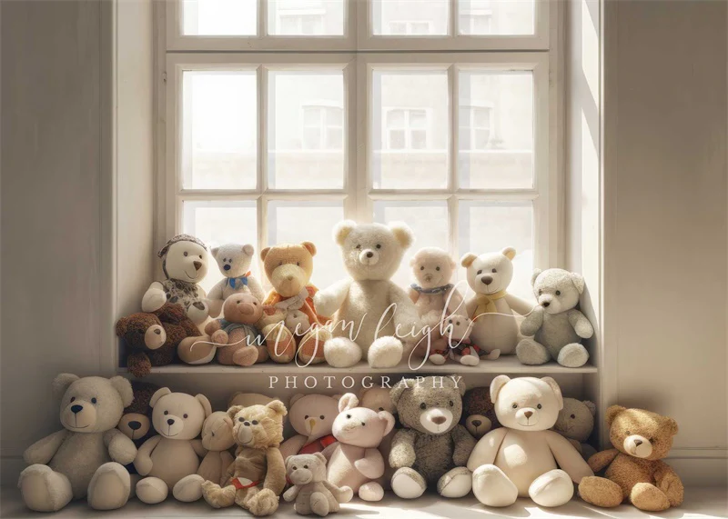 Kate Cream Teddy Bear Window Backdrop Designed by Megan Leigh Photography - Image 2