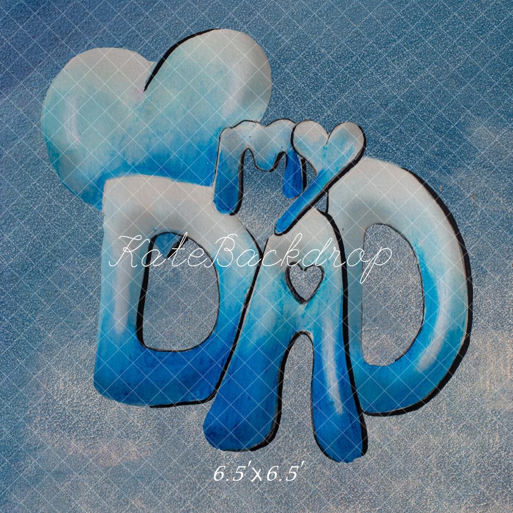 Kate Dad Heart Letters Blue Texture Backdrop Designed by Fantasyphotoart - Image 2